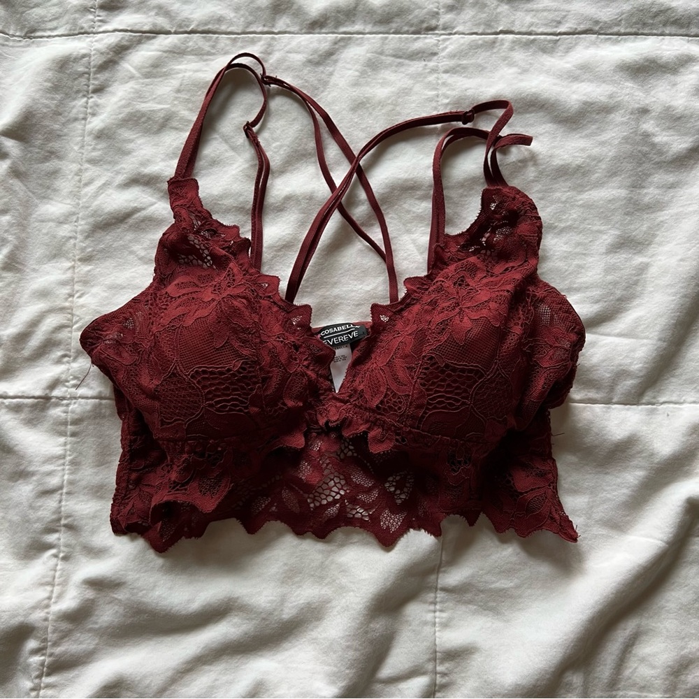 Cosabella x Evereve Strappy Padded Reese Bralette in Burgundy